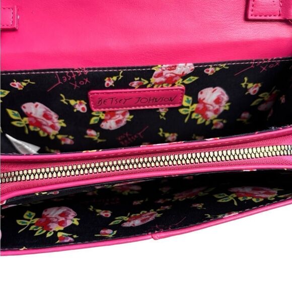 Betsey Johnson® Xodanie Fuchsia Quilted Hearts Bow Crossbody Bag - Picture 5 of 13